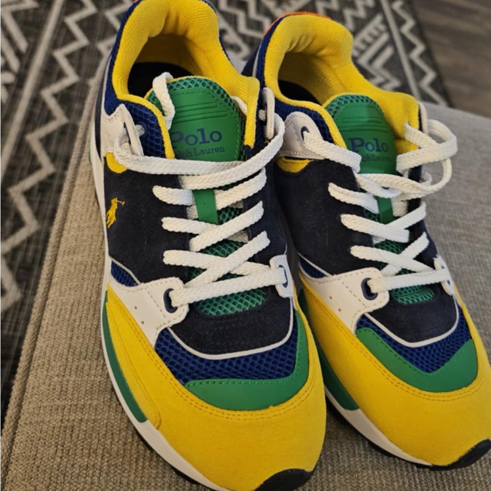 POLO RALPH LAUREN Trackster 200 Trainer White Green Yellow Sneakers
